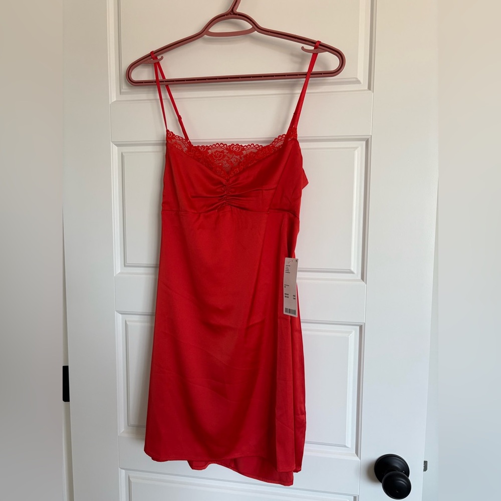Urban Outfitters Red Lace Satin Dress (M)
